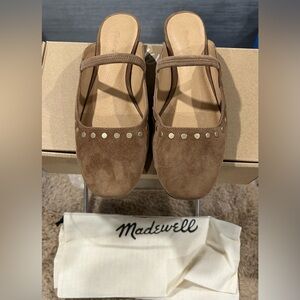 Madewell Greta Studded Suede Flats with Gold Accents